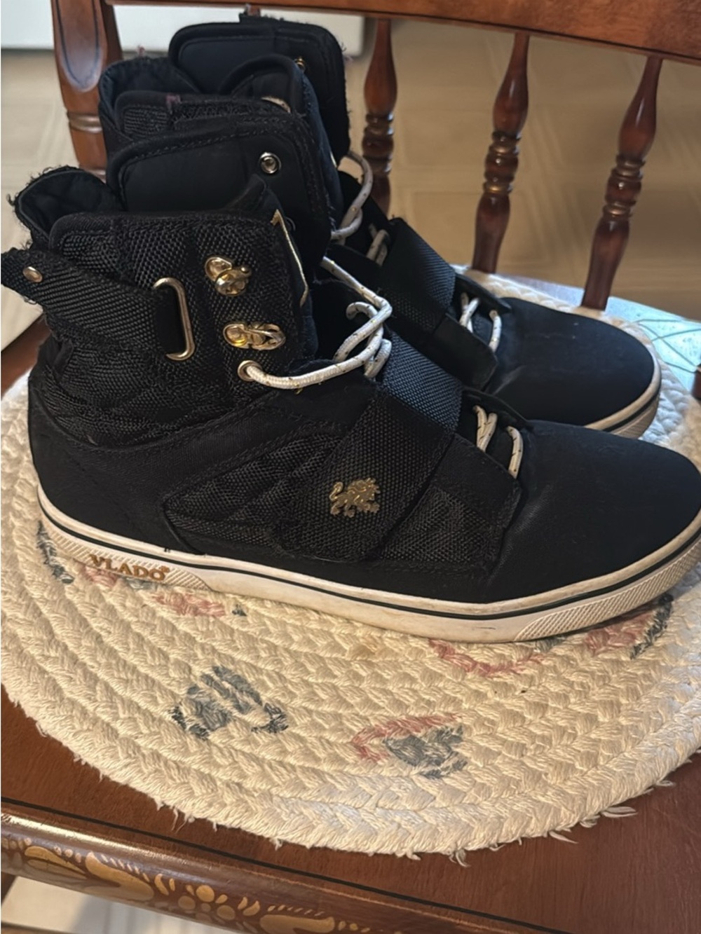 Vlado Black High-Top Sneakers with Gold Accents
